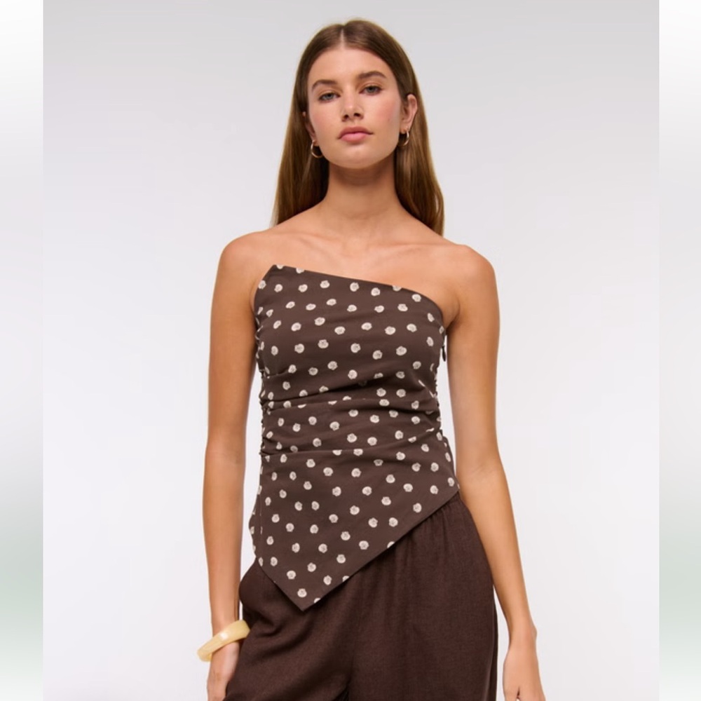 Brown Floral Skirt with Elastic Waist